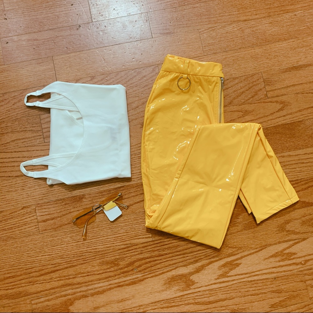 Fashionnova Latex Pants & Bodysuit with Sunglasses